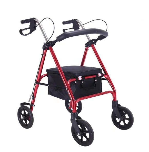 Rollator Walker with Seat, Hand Brakes & Storage Bag