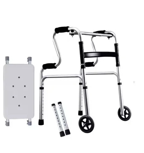 Foldable Walker with Wheels and Seat