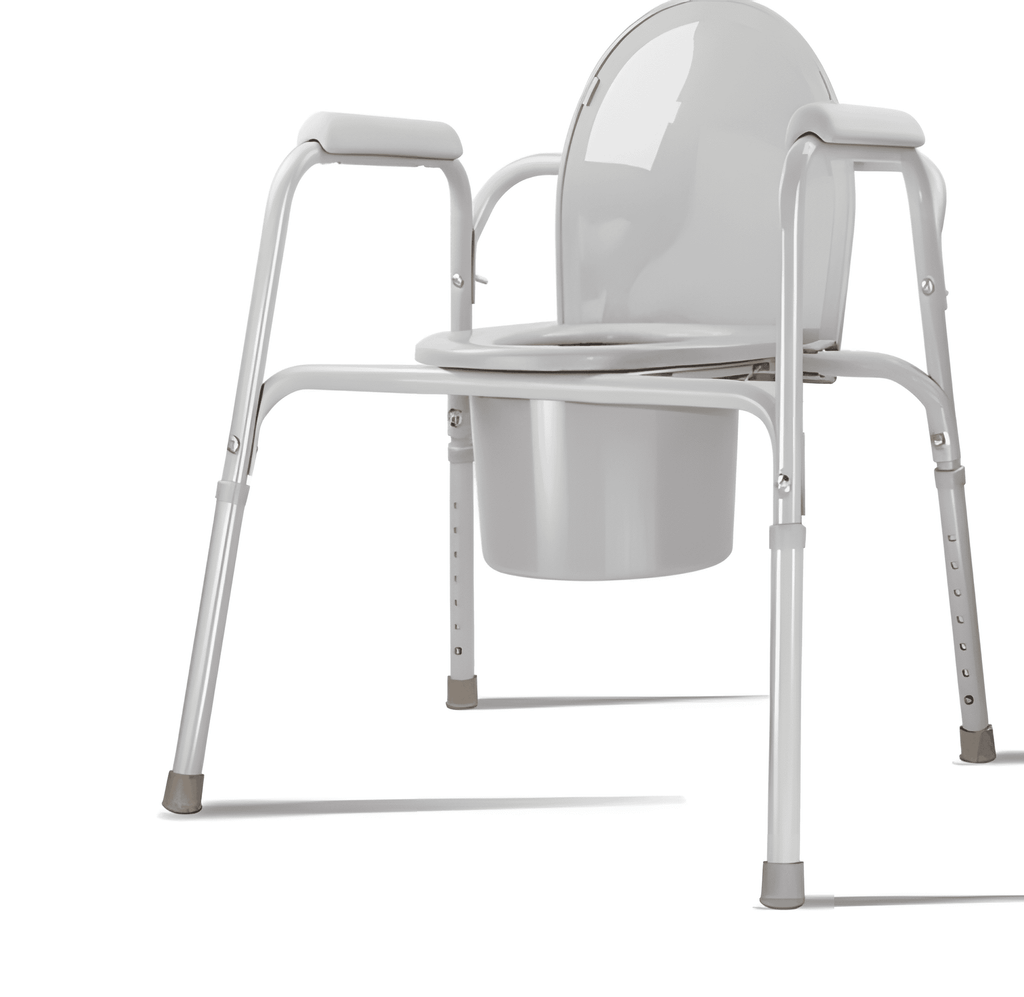 Adjustable Commode Chair with Removable Bucket and Armrests